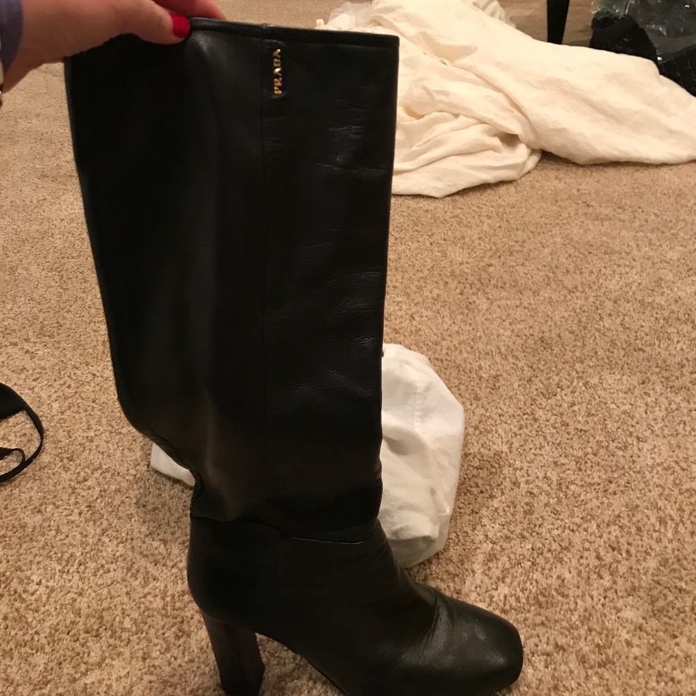 Prada black leather boots