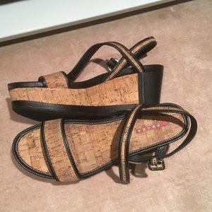 Prada cork platform sandals w/ box
