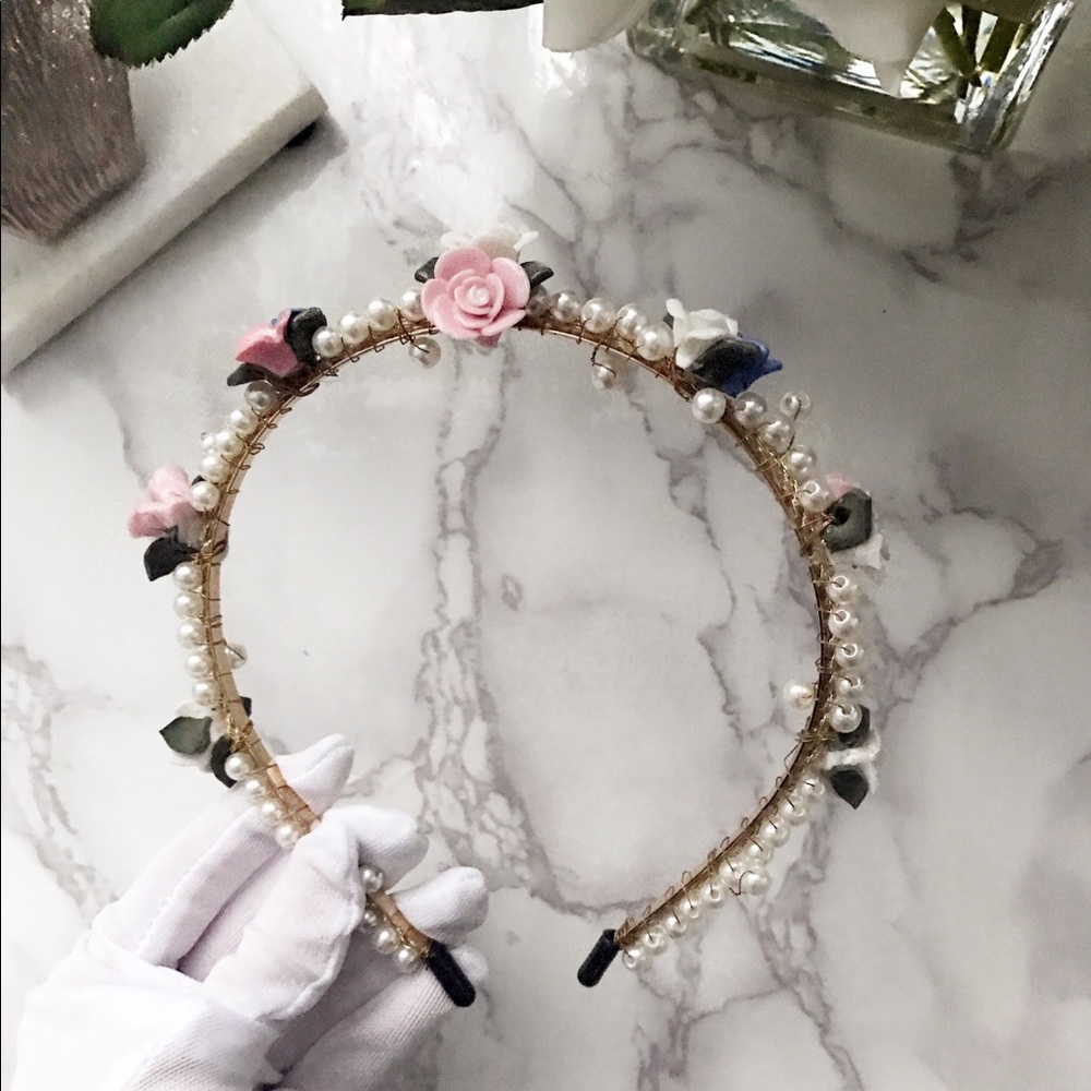 Beautiful Paris DG style ceramic rose headband