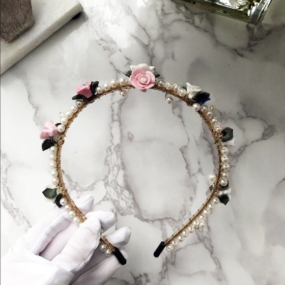 Beautiful Paris DG style ceramic rose headband main image 5