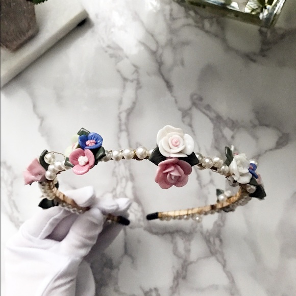 Beautiful Paris DG style ceramic rose headband main image 7