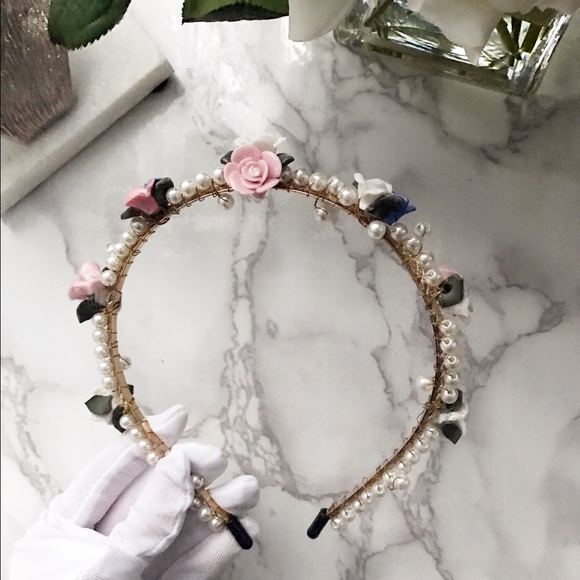 Beautiful Paris DG style ceramic rose headband main image 6