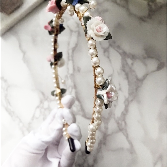 Beautiful Paris DG style ceramic rose headband
