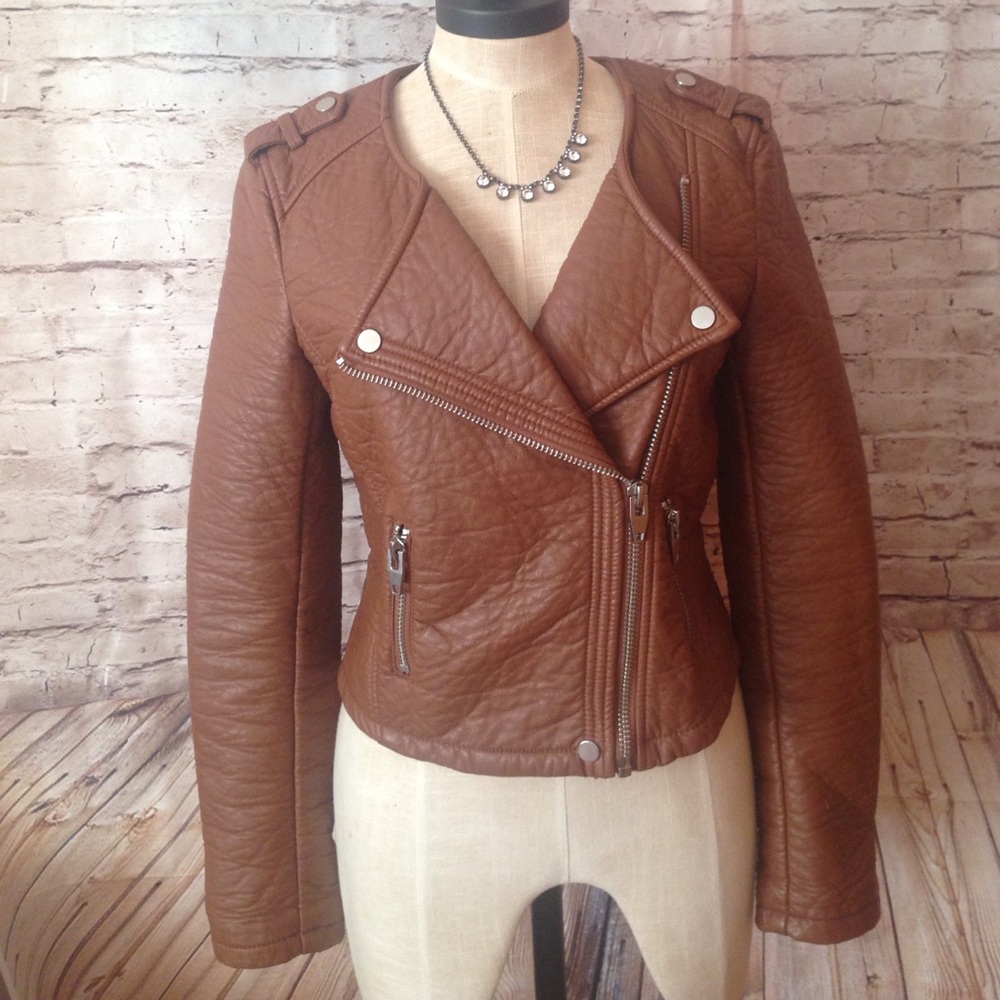 H & M motorcycle jacket Faux leather size 4