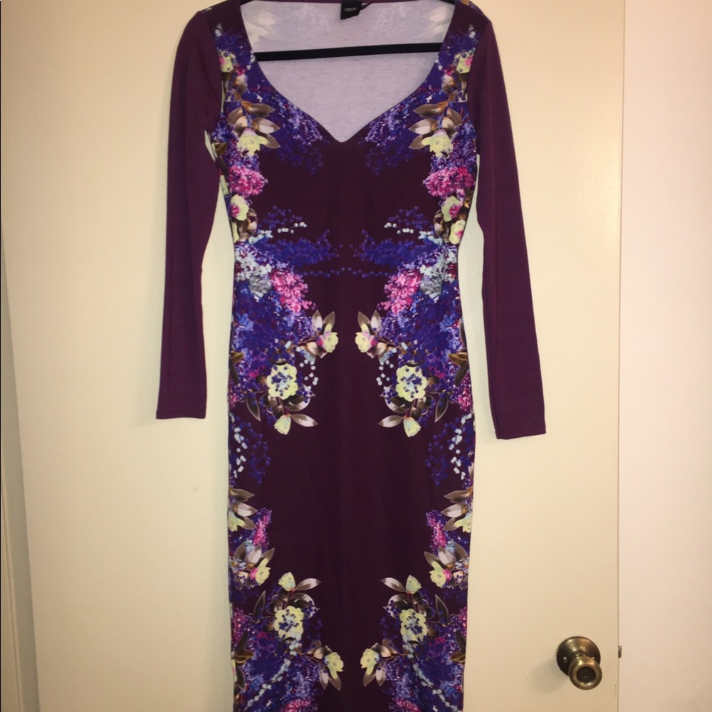 Purple bodycon midi dress