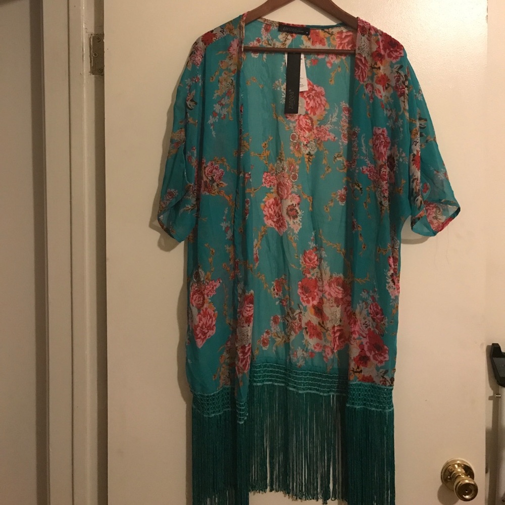 🔥LAST ONE🔥🌺Green Floral Kimono // Swim Coverup - Picture 6 of 8