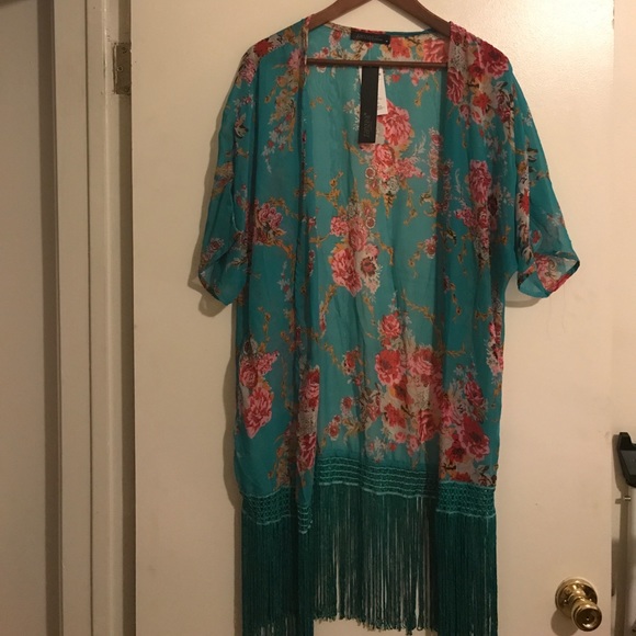 🔥LAST ONE🔥🌺Green Floral Kimono // Swim Coverup - Picture 6 of 8