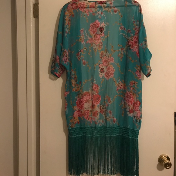 🔥LAST ONE🔥🌺Green Floral Kimono // Swim Coverup - Picture 7 of 8