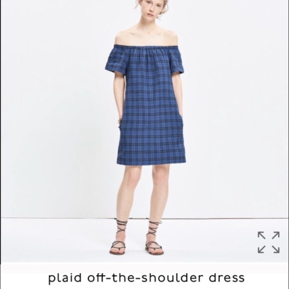 Madewell Off the Shoulder Plaid Dress