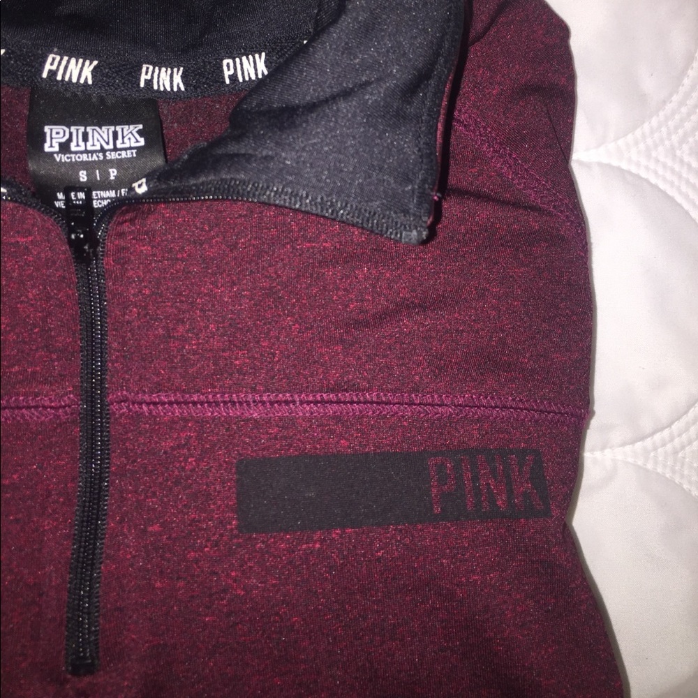Victoria's Secret Pink Half Zip Sweatshirt Maroon