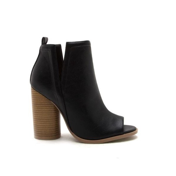 😍Restock BLACK PEEP TOE CYLINDER HEEL  BOOTIE - Picture 7 of 8
