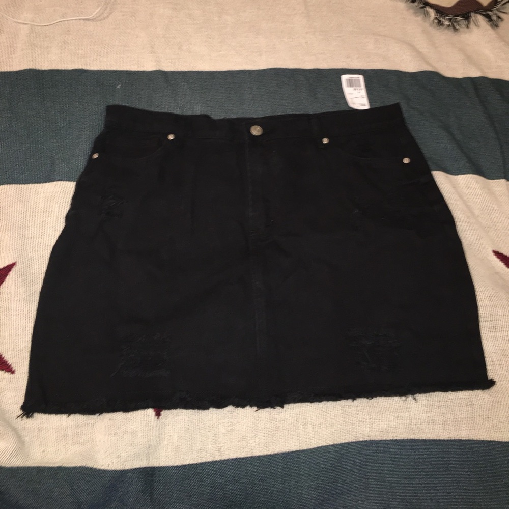 Black Distressed Plus Size Jean Skirt NWT