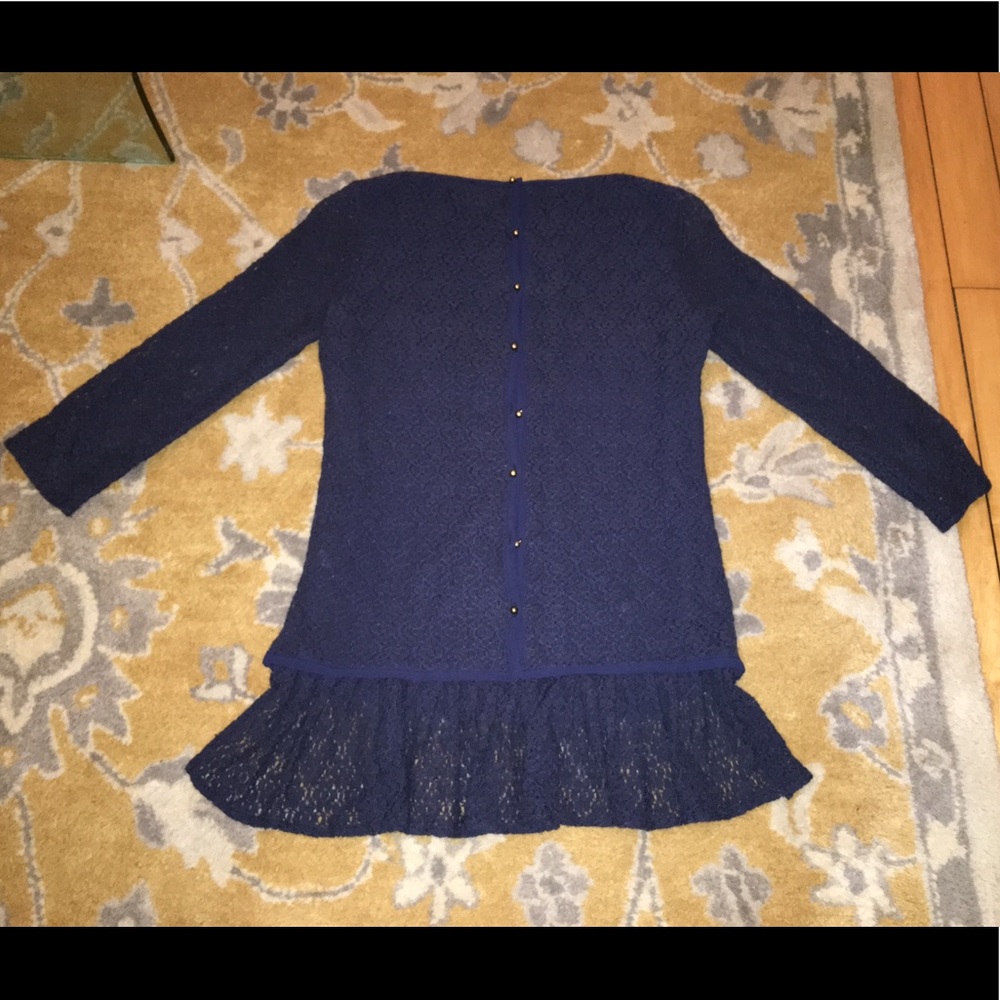 Milly navy lace top with buttons up back