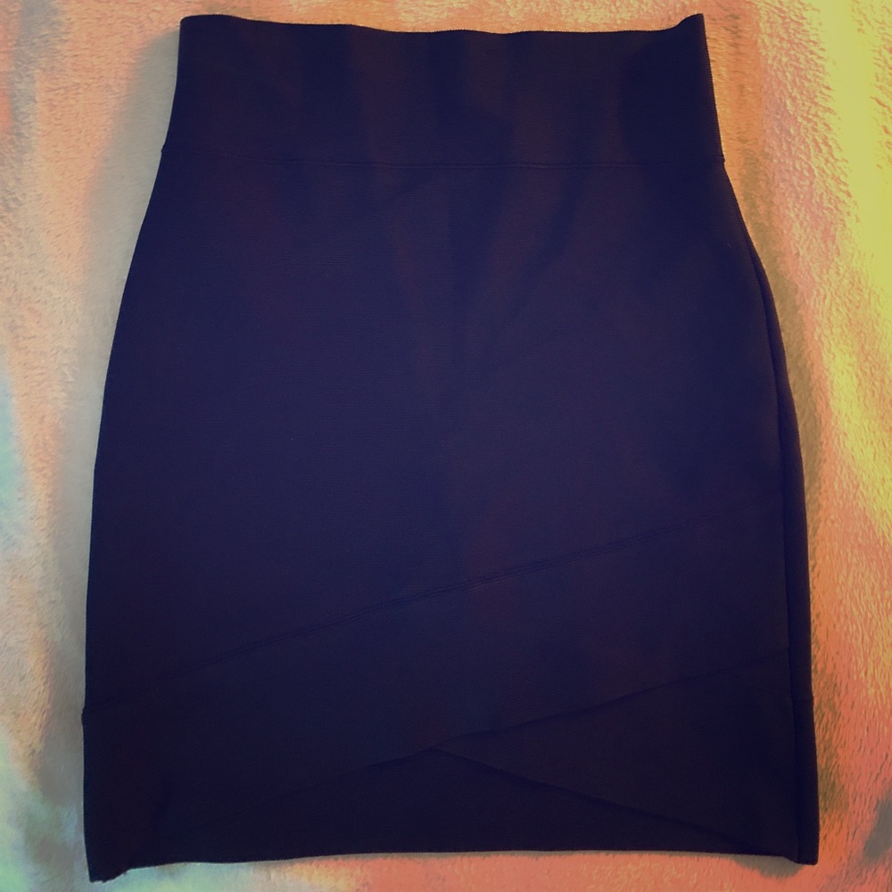 BCBG Bondage black mini skirt