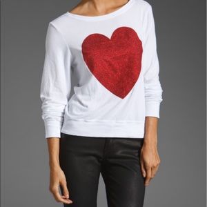 Wildfox red sparkly heart sweater small