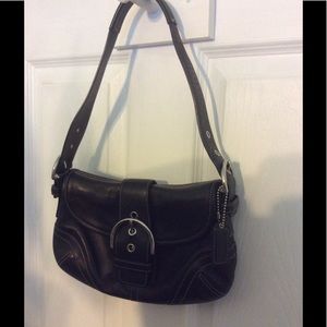 Coach black baguette leather