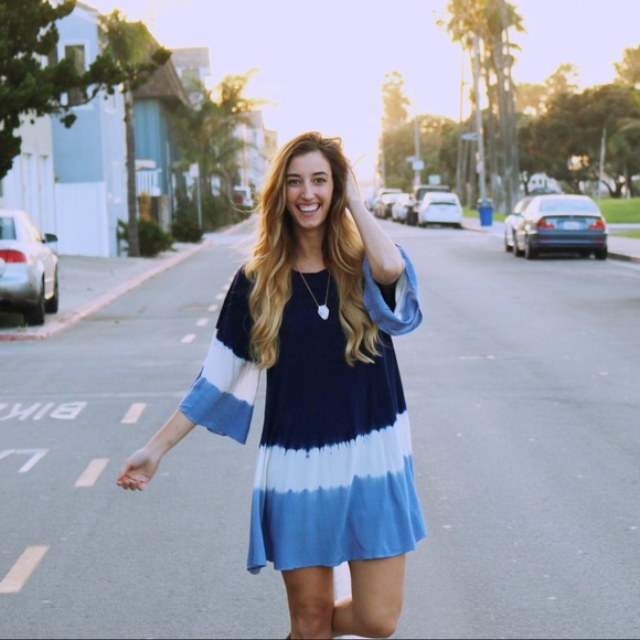 navy tie dye dress - Picture 2 of 4