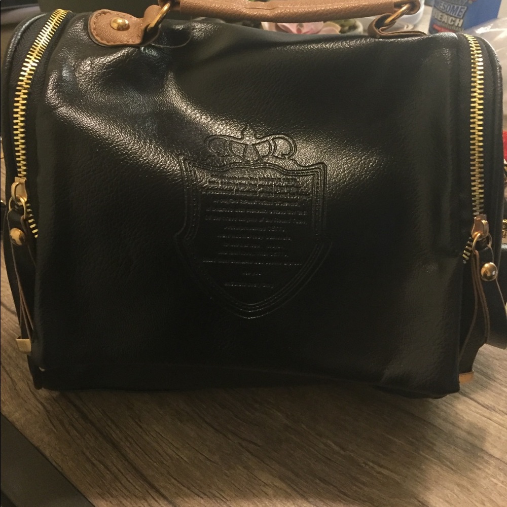 Black vegan leather purse