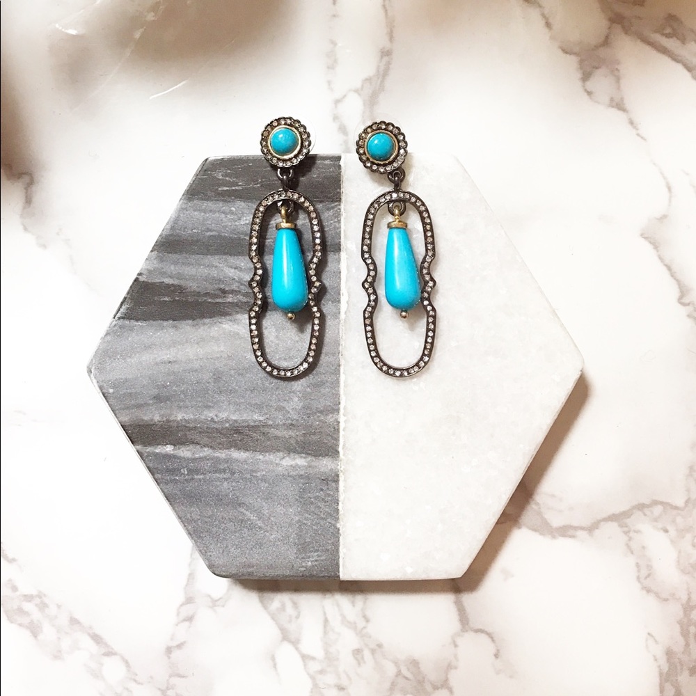 Elegant evening blue ceramic earrings $78