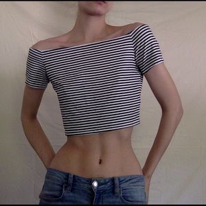 Striped Off the shoulder crop top