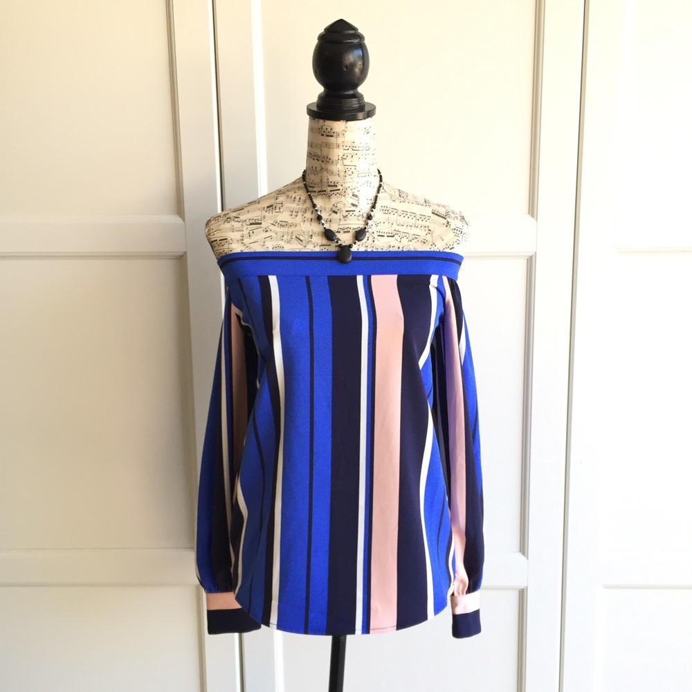 Romeo & Juliet Couture Striped Off Shoulder Top - Picture 3 of 7