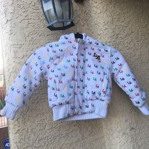 LA print jacket with hoodie size 2 toddler