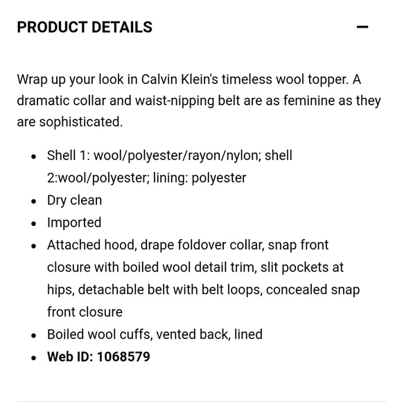 🌟Sale🌟Calvin Klein| Belted Black Wool Wrap - Picture 5 of 8