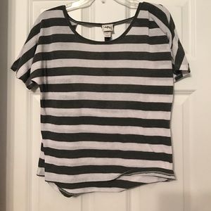 Grey and white striped shirt