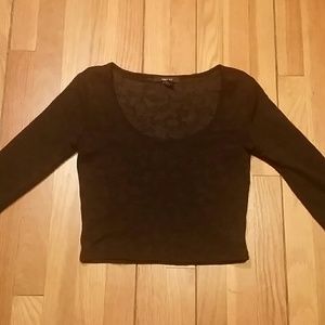 3/4 sleeve Black Lace Crop Top
