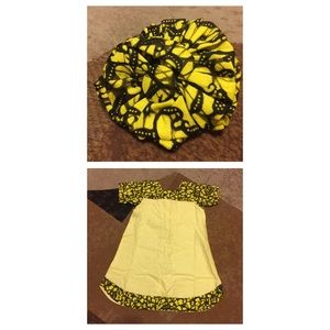 Yellow flare children African-linen fabric dress