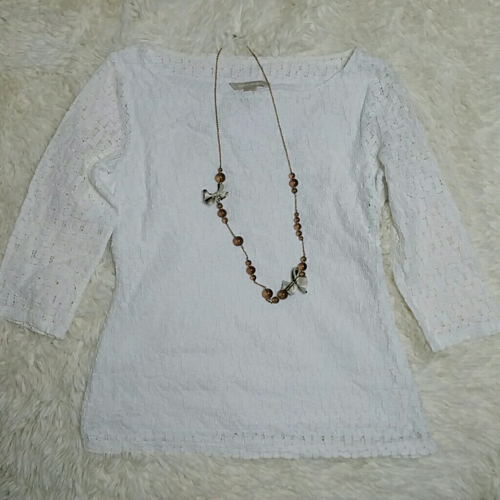 Banana Republic lacey white top with 3/4 sleeves