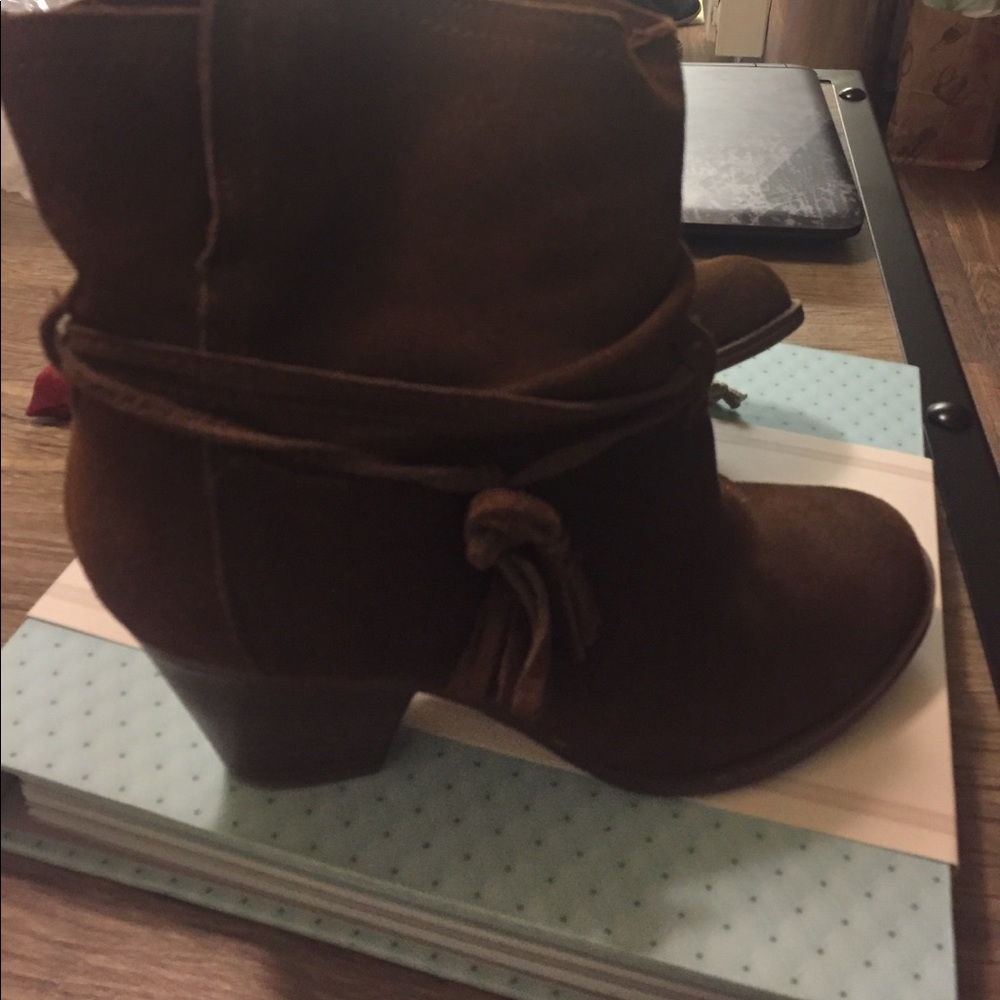 Brown suede ankle boots