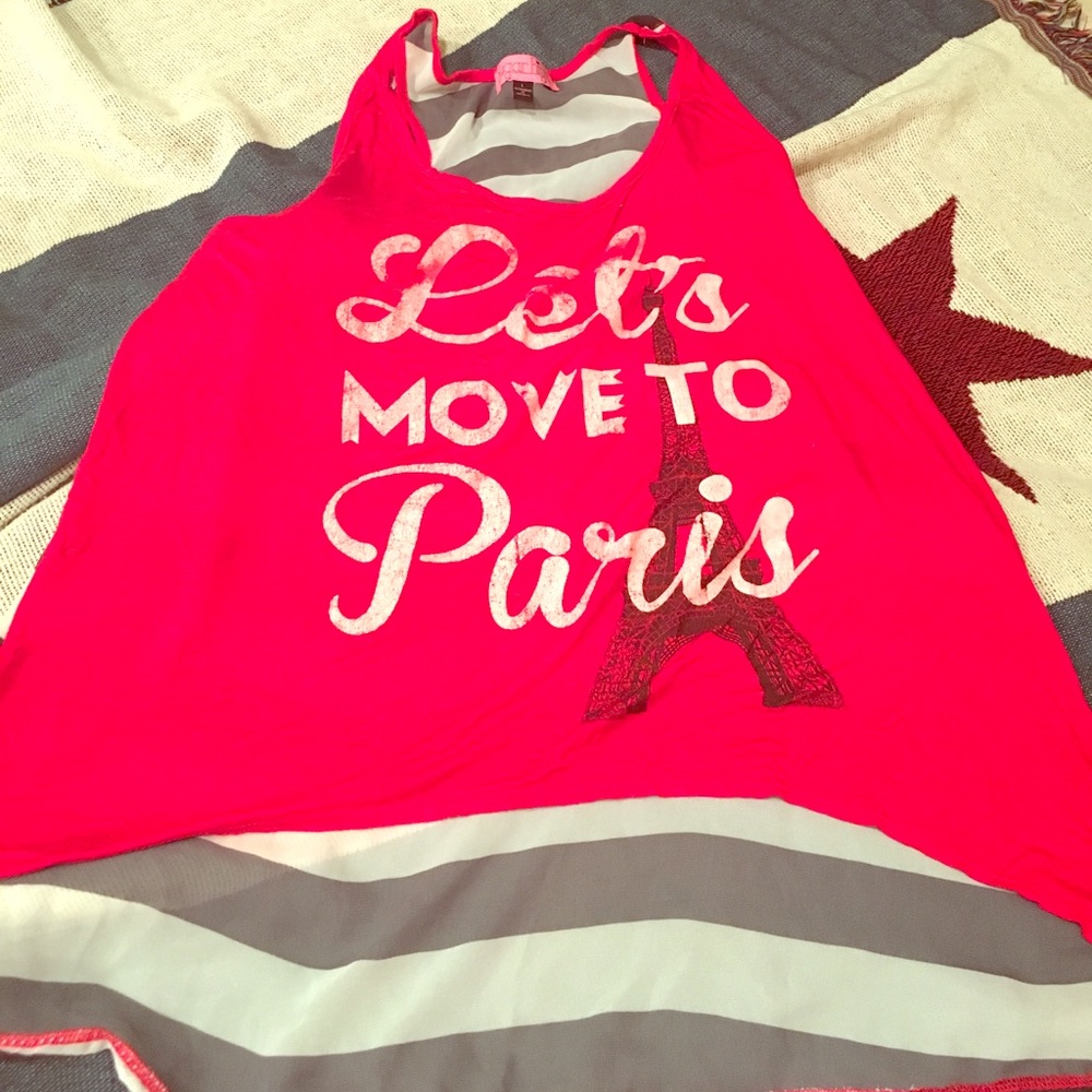 Paris Striped See Through Back Tank Top