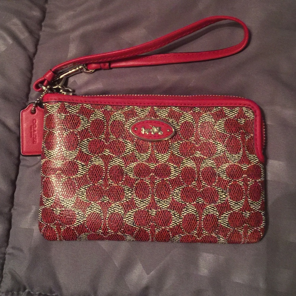 Red Authentic Coach Wristlet