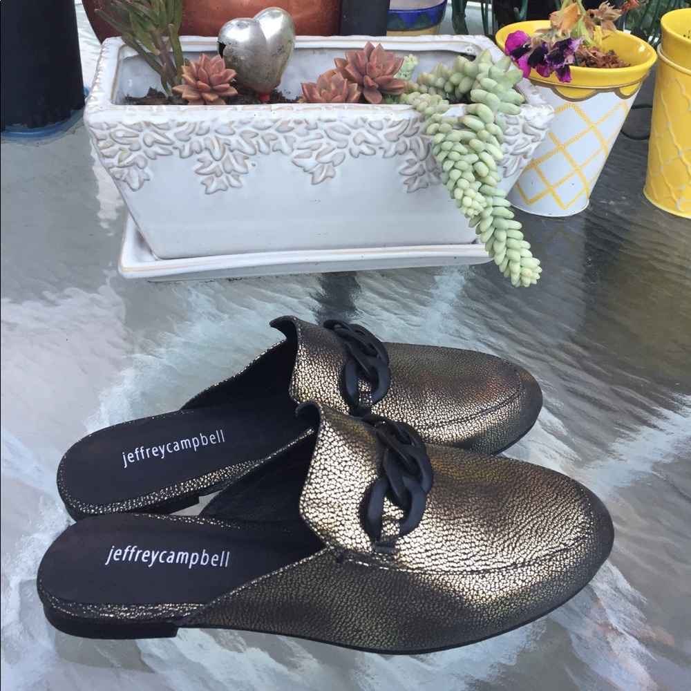 Jeffrey Campbell Apfel loafer gold cracked black