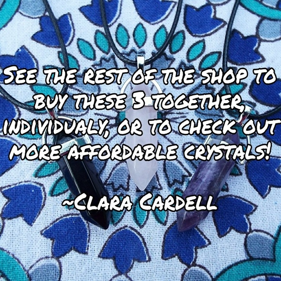 Rose Quartz Crystal Point Necklace With Black Cord - Picture 3 of 3