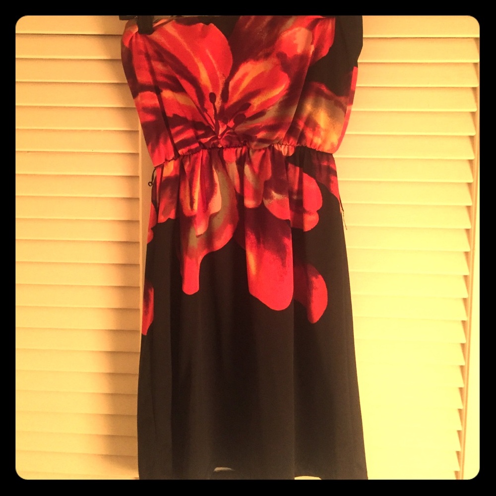 Black dress with red flower