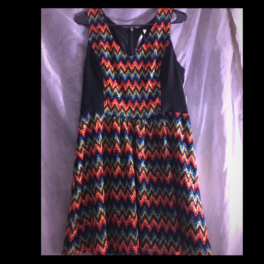 Kensie Multi Colored Zipper Back Dress