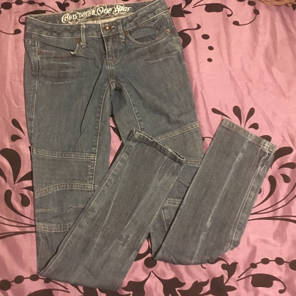 Dark Denim Skinny Jeans Seam Detailing