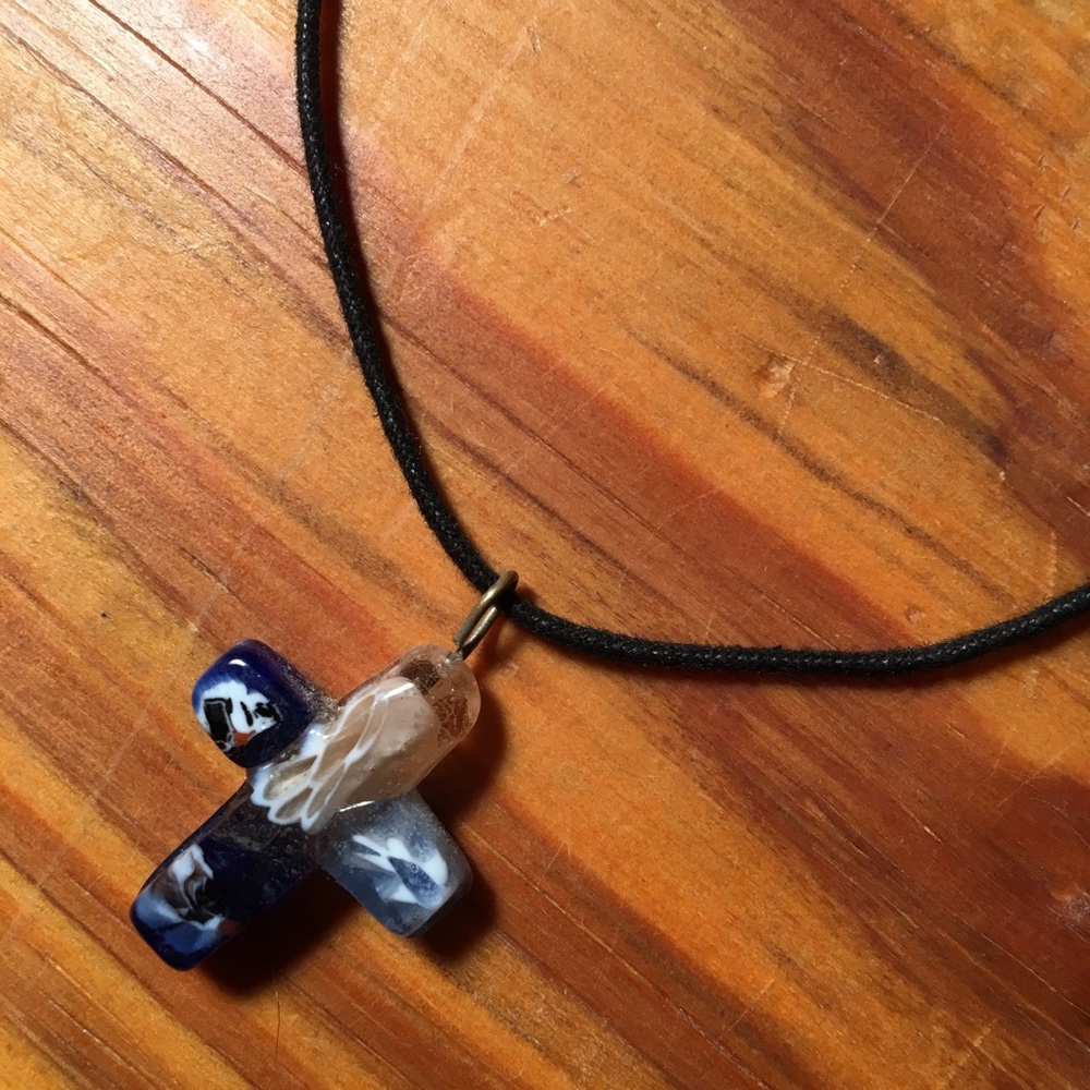 Handcrafted Glass Cross Necklace