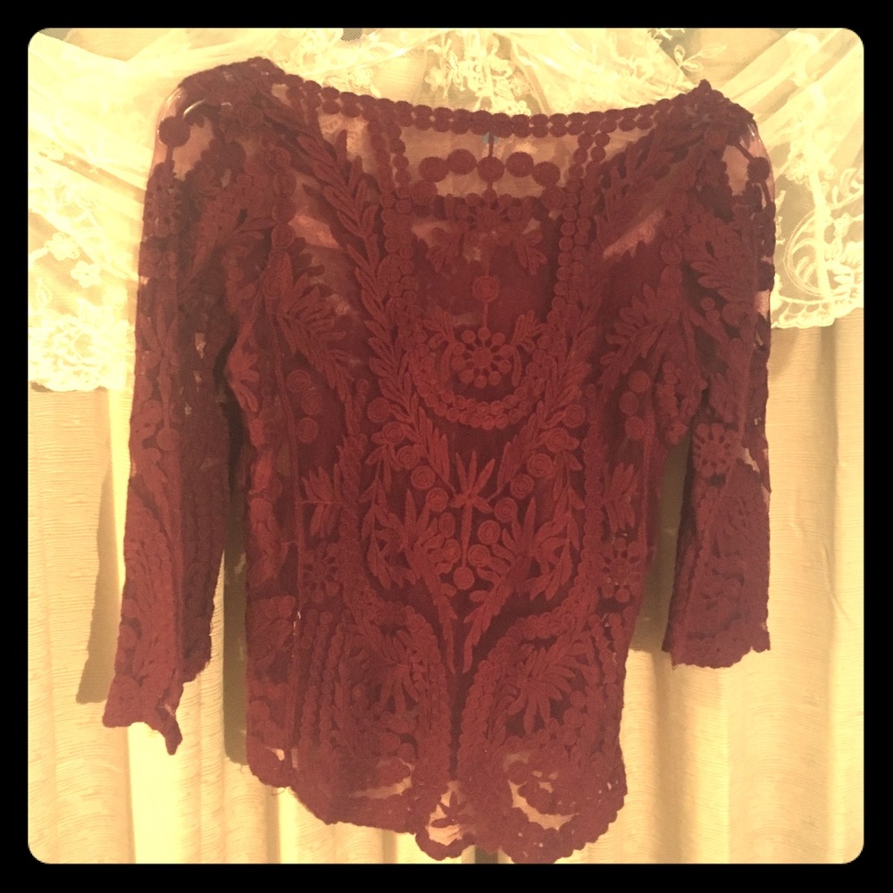 Burgundy Lace Top