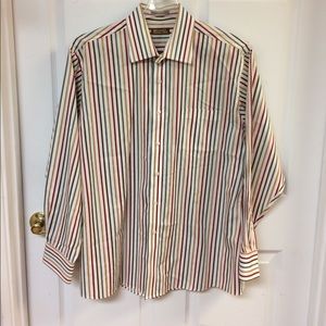 Michael Kors White Striped Button-up Shirt XL