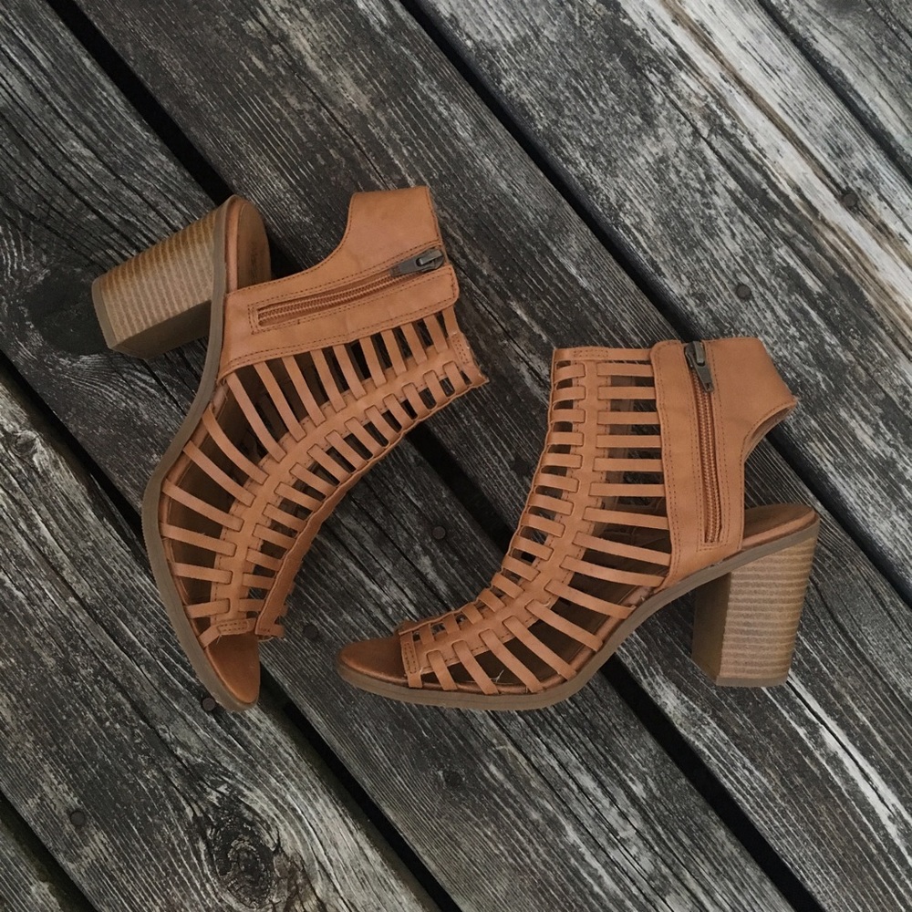 Target mossimo caged brown heeled booties
