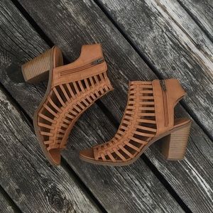 Target mossimo caged brown heeled booties