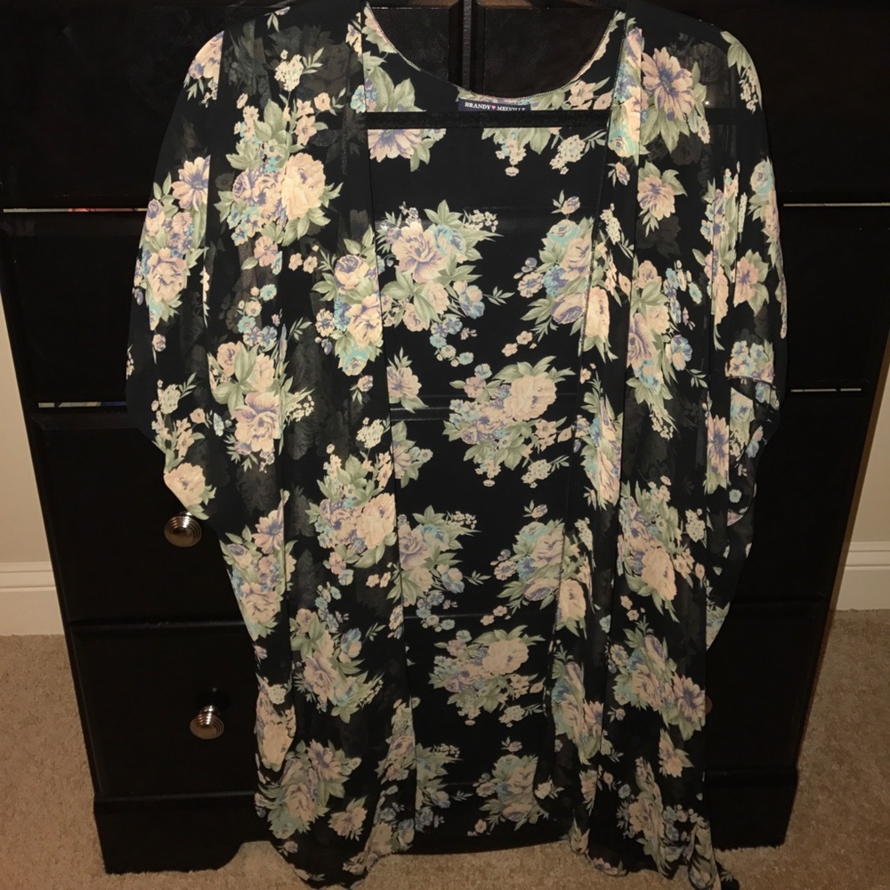 Brandy Melville Floral Chiffon Cape
