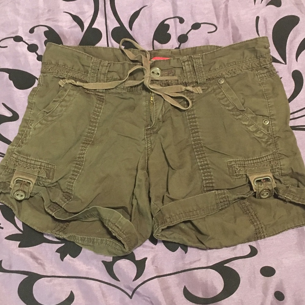 Brown Tie-Waist Utility Shorts