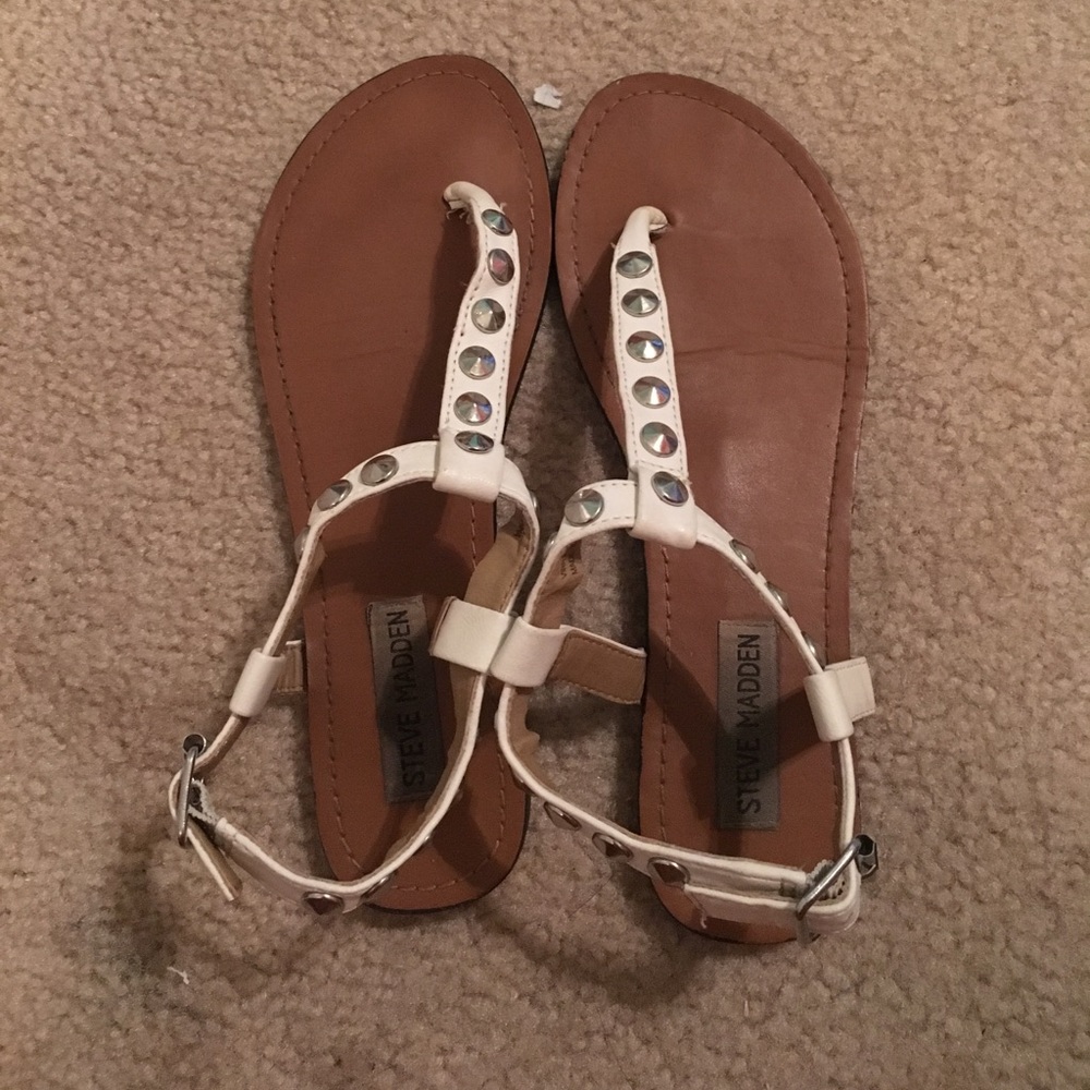White studded Steve Madden sandals