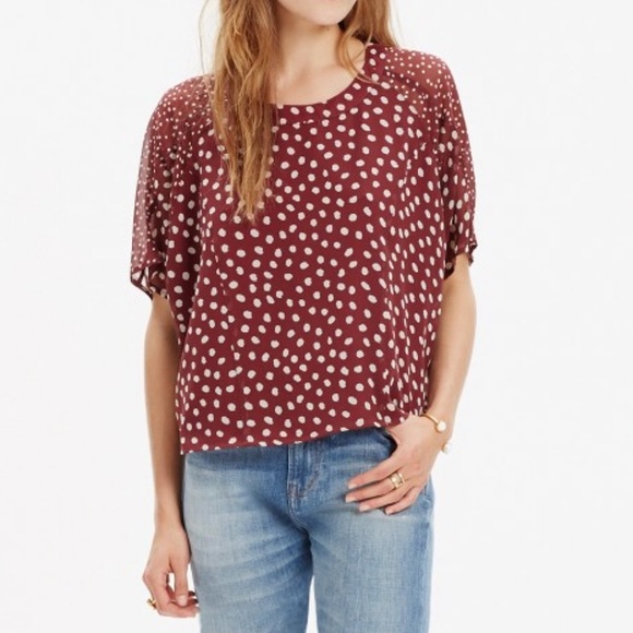 Madewell Tops - Madewell Silk Prose Top Paintbrush Dot Cropped S