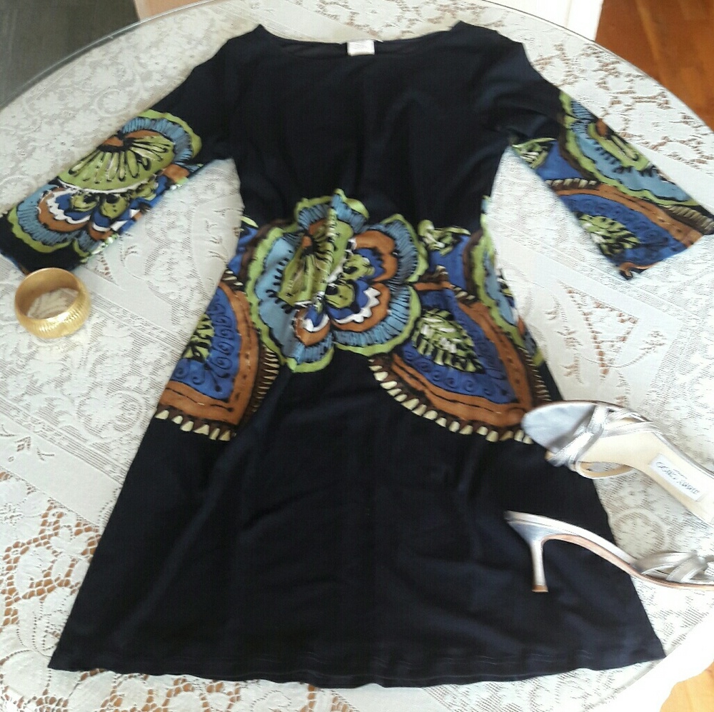Black / Print Papillon Blanc Tunic Dress