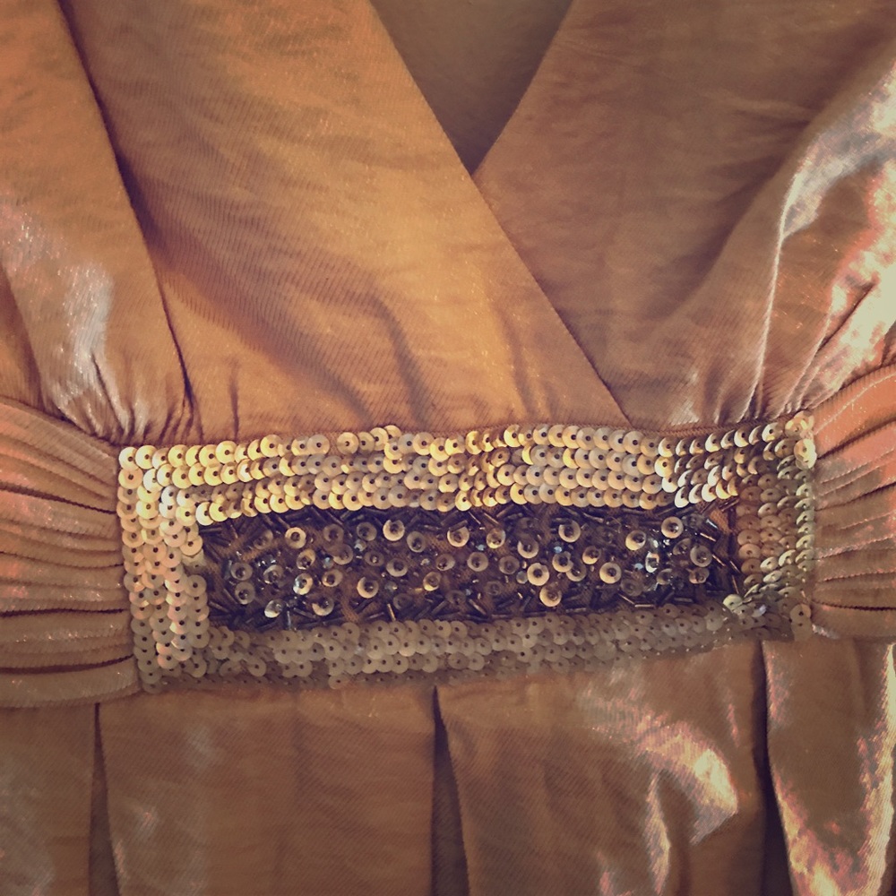 BCBG gold detail dress.